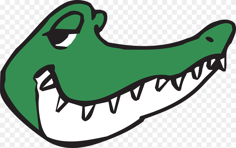Alligator Head Smile Seductive Teeth Reptile Simple Cartoon Crocodile Head, Animal Free Png