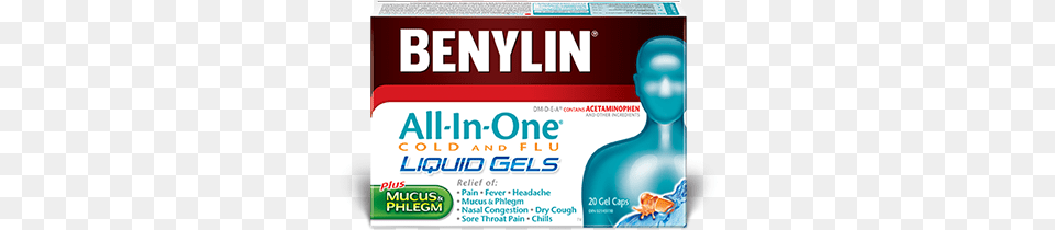 Allinone Cold And Flu Liquid Gels Benylin All In One Cold And Flu Liquid Gels, Toothpaste Free Transparent Png