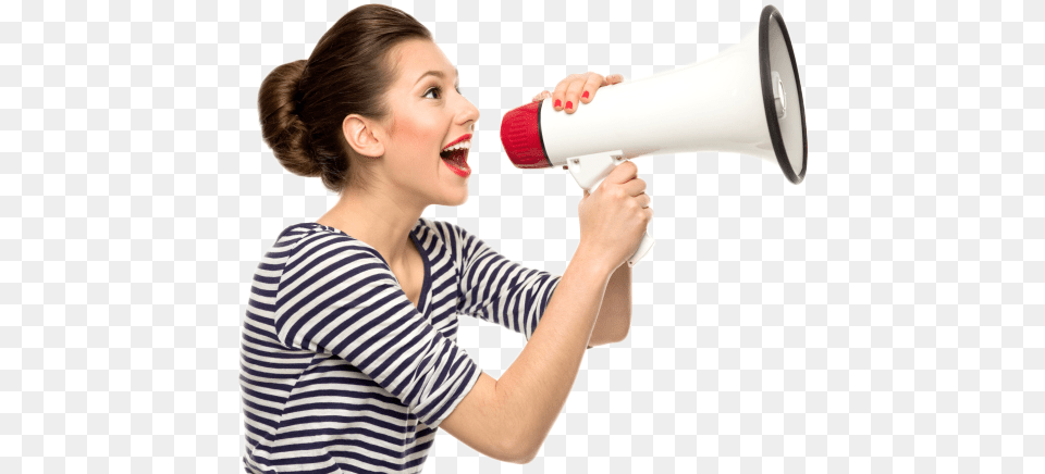 Allow Pre Agent Customers To Identify With Your Brand Someone With A Megaphone, Adult, Shouting, Person, Head Free Png Download