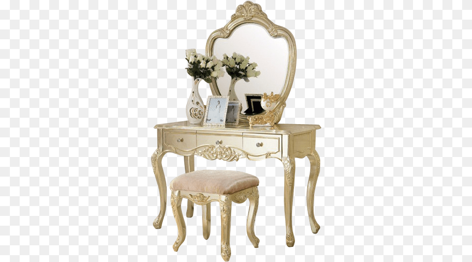 Alluring Gold Vanity Table With French Dressing Table, Dressing Room, Furniture, Indoors, Room Png Image