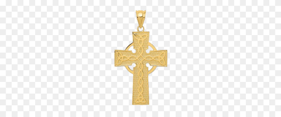Alluring Yellow Gold Irish Cross Pendant Gracious Rose, Symbol, Crucifix Free Png
