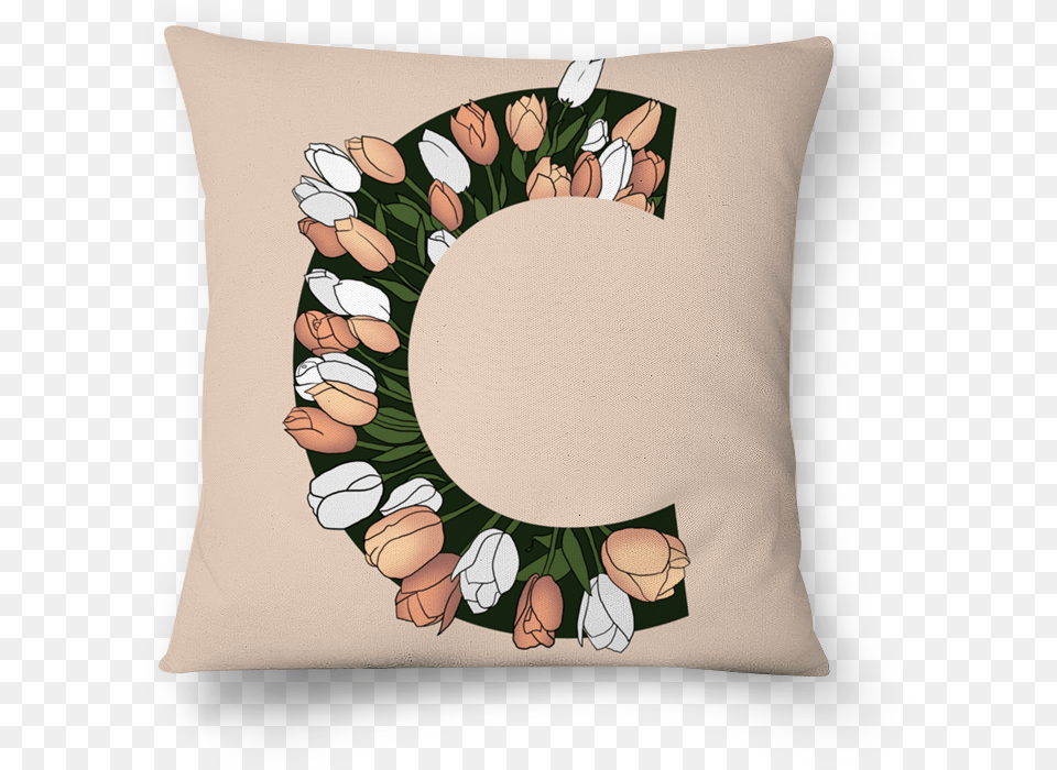 Almofada Monograma Floral C De Evelinena T Shirt, Cushion, Home Decor, Pillow Png Image