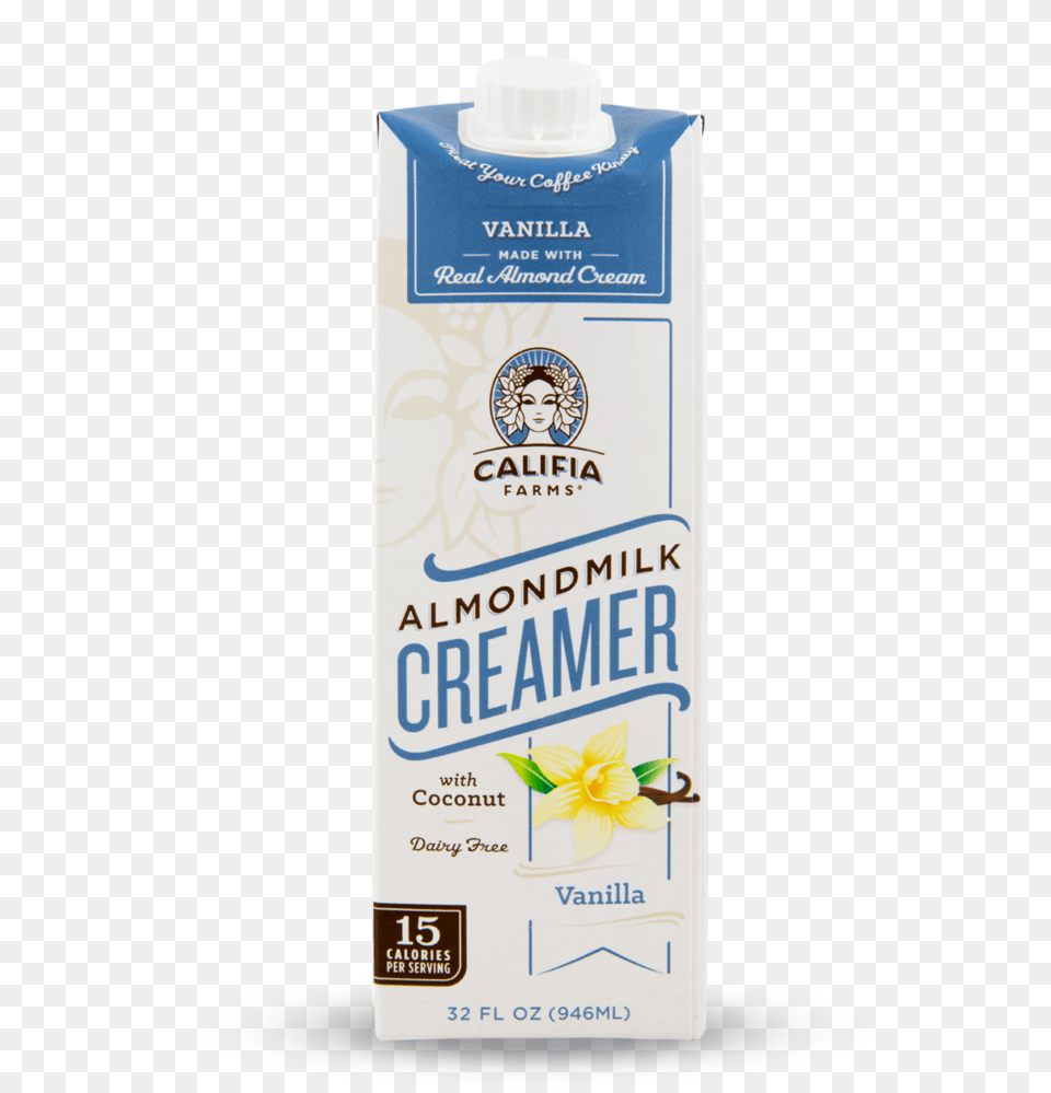 Almondmilkcreamer Vanilla Califia Farms Almond Milk Creamer Vanilla 32 Oz, Bottle, Person, Face, Head Free Transparent Png