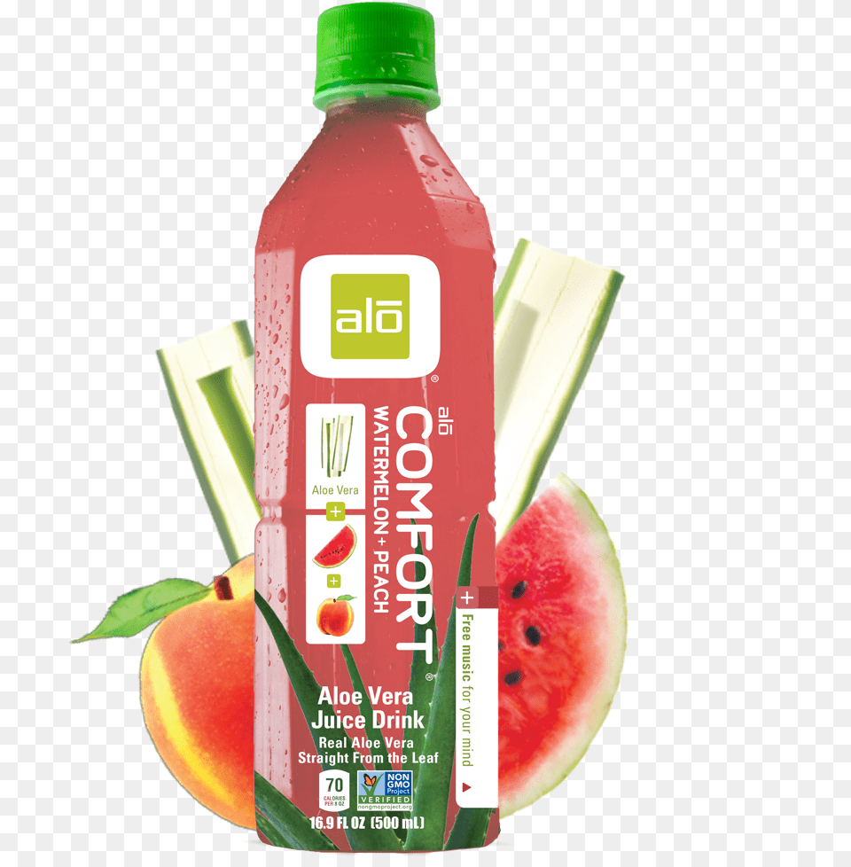 Alo Comfort Watermelon Peach Aloe Vera Watermelon Juice, Food, Fruit, Plant, Produce Png