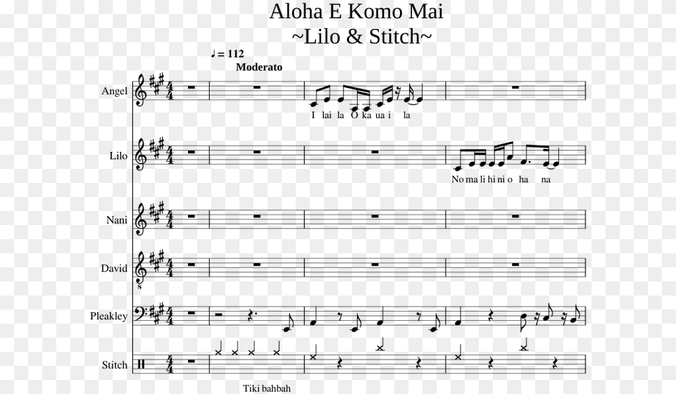 Aloha E Komo Mai Sheet Music, Gray Png