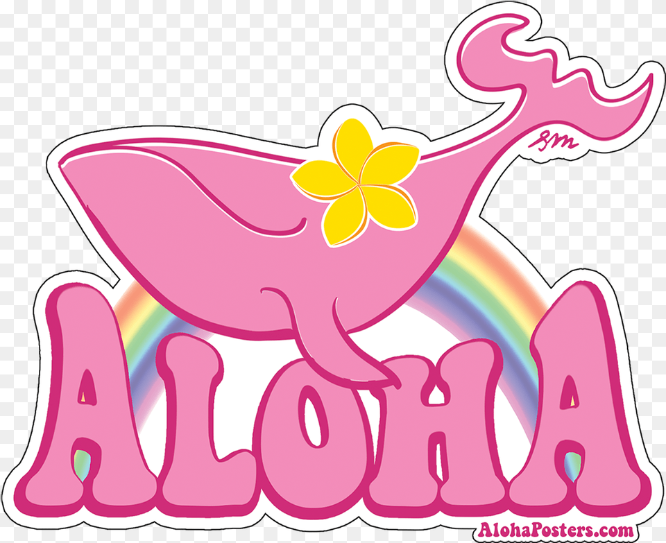 Aloha Whale Pink Hawaiian Rainbow Rainbow Stickers, Animal, Elephant, Mammal, Wildlife Free Transparent Png