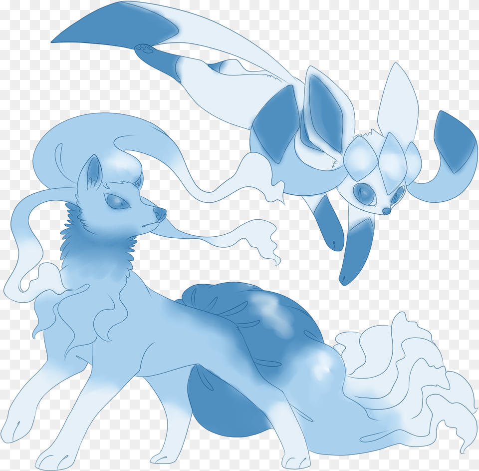 Alolan Ninetales And Shiny Glaceon Alolan Ninetales And Glaceon, Art, Graphics Free Png Download