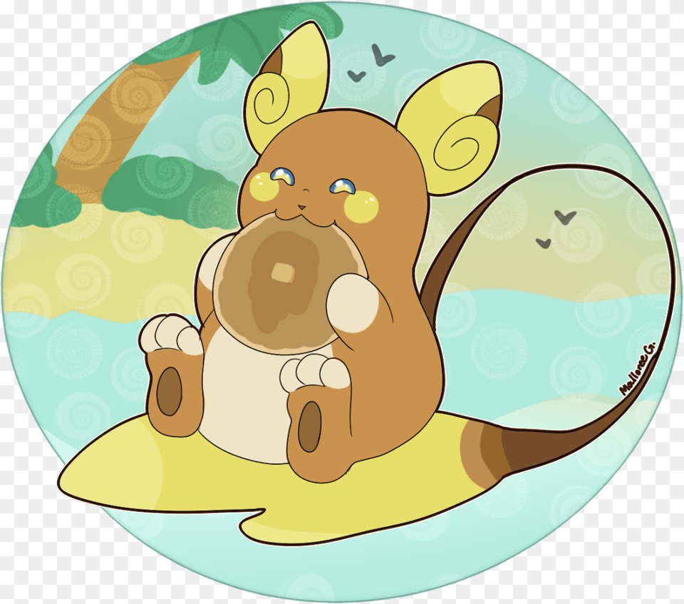 Alolan Raichu Eating Waffles, Animal, Mammal, Disk, Face Free Png Download