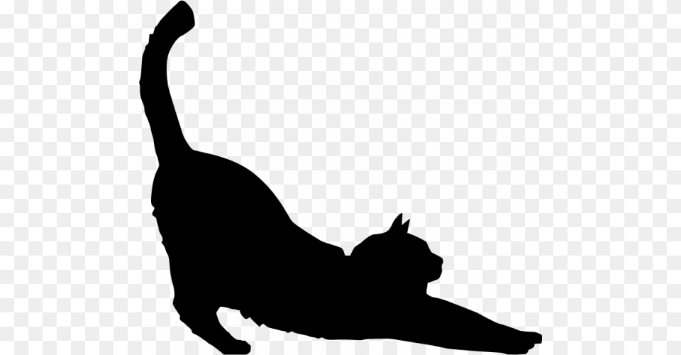 Alongamento Imagem De Vetor Silhueta Gato Vectores De, Gray Png