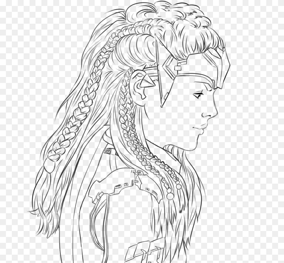 Aloy Lineart By Cepheidd Jpg Stock Drawing, Nature, Night, Outdoors, Lighting Png Image