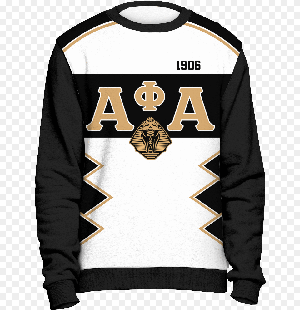Alpha Phi Alpha Initials And Year Black Sweatshirt Delta Sigma Theta Ugly Sweater, Clothing, Knitwear, Long Sleeve, Sleeve Png Image