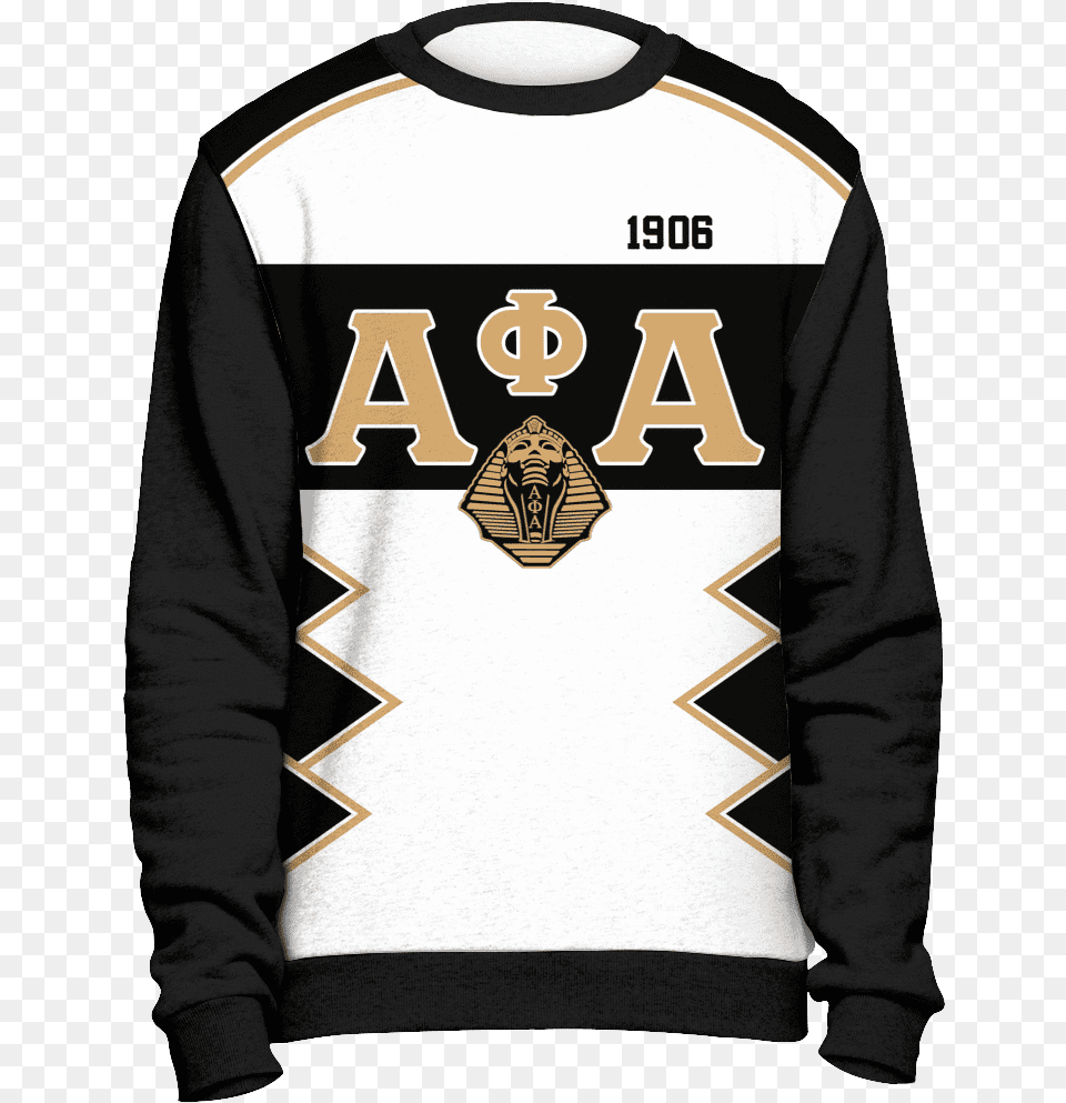 Alpha Phi Alpha Initials And Year Black Sweatshirt Omega Psi Phi Ugly Christmas Sweater, Clothing, Knitwear, Long Sleeve, Sleeve Free Png Download