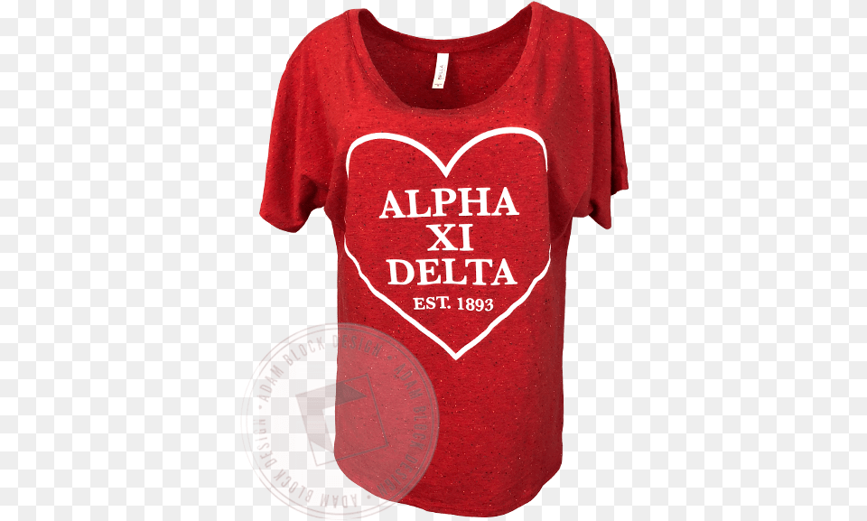 Alpha Xi Delta Heart Outline Flowy Tee Adam Block Active Shirt, Clothing, T-shirt, Boy, Male Free Png