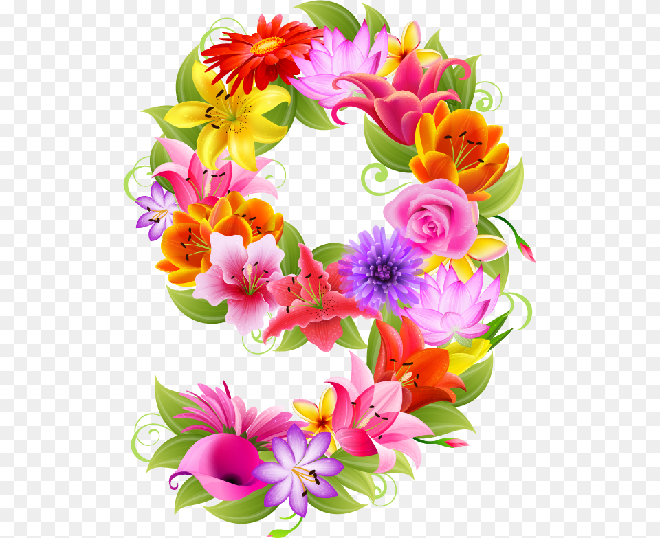 Alphabet Flower Clipart Stock Zona Number 9 Floral, Art, Floral Design, Graphics, Pattern Free Png