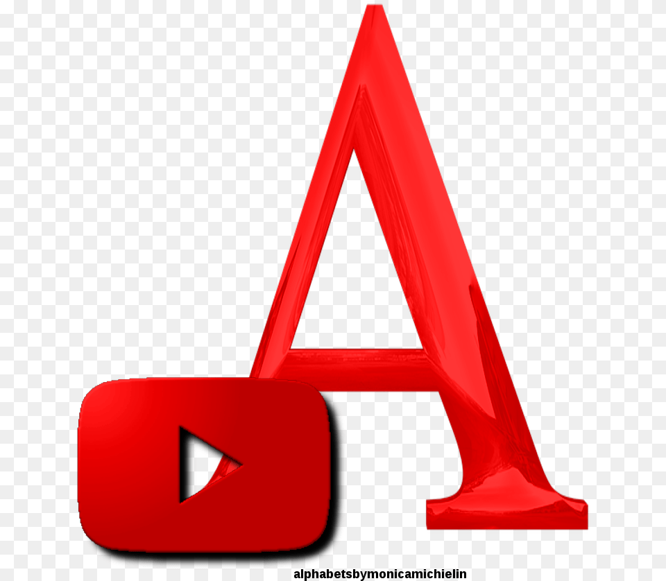 Alphabets By Monica Michielin Red Youtube Logo Alphabet And Clip Art, Triangle, Symbol, Text Free Png Download