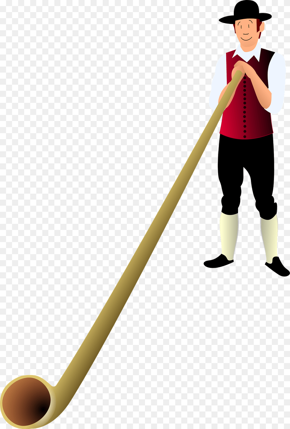 Alphorn Player Clipart, Clothing, Hat, Person, People Free Png Download