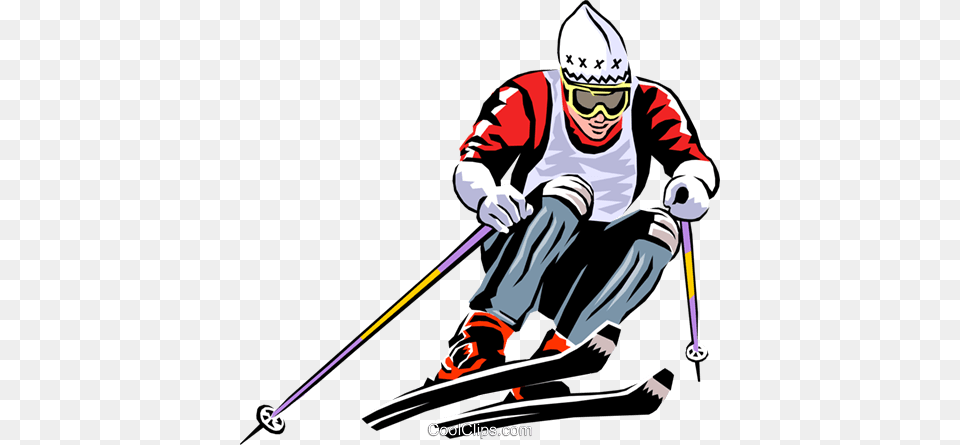 Alpine Skier Royalty Vector Clip Art Illustration, Outdoors, Nature, Person, People Free Png Download