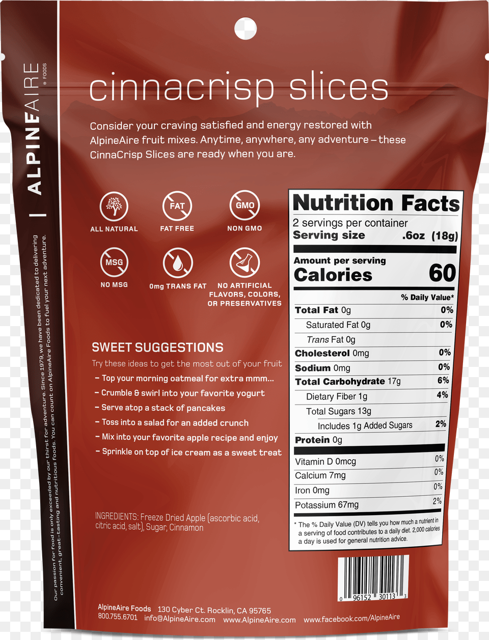 Alpineaire Cinnacrisp Slices Alpine Aire Foods Strawberry Bliss, Text, Advertisement, Poster Free Png