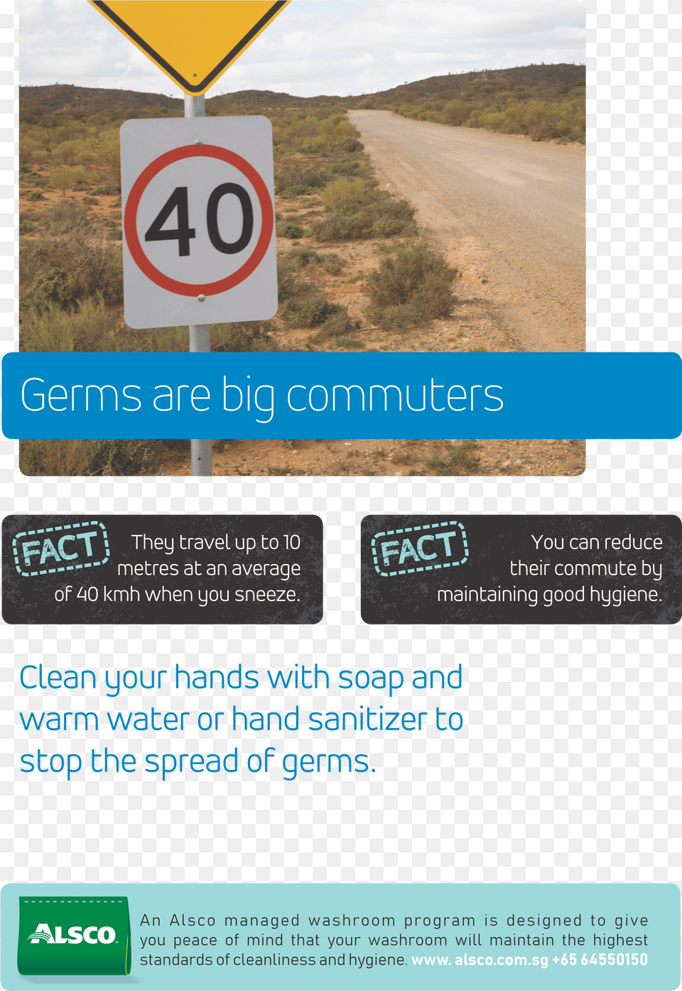 Alsco Hygiene Poster With A Road Sign 40 Speed Limit Sign, Symbol, Road Sign, Text Free Transparent Png