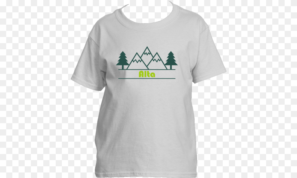 Alta Utah Mountain Amp Trees In Green Shirt, Clothing, T-shirt, Triangle Free Png