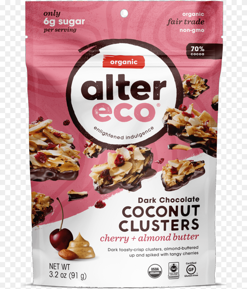 Alter Eco Dark Chocolate Coconut Clusters, Advertisement, Poster, Food, Produce Free Png