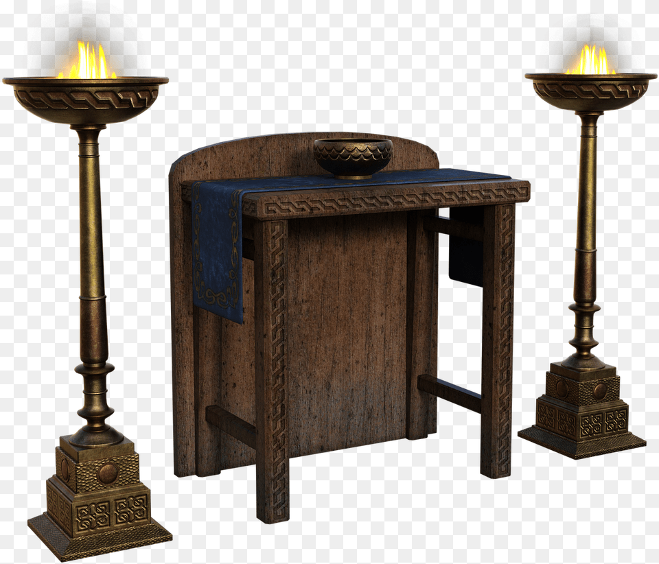 Alter Table Fire Burn Pillars Bowl 3d Render Antique, Bronze, Altar, Architecture, Building Free Png