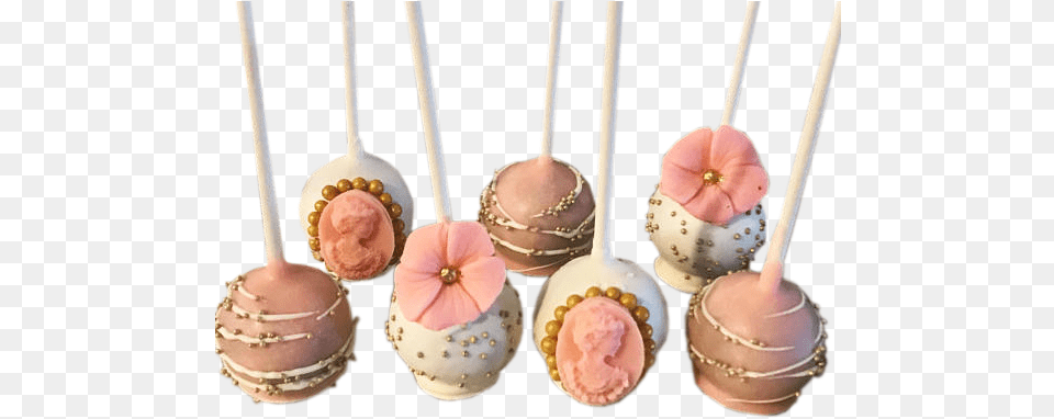Alternative To Popcorn While Watching Pink And Gold Cake Pops, Food, Sweets, Cream, Dessert Free Transparent Png