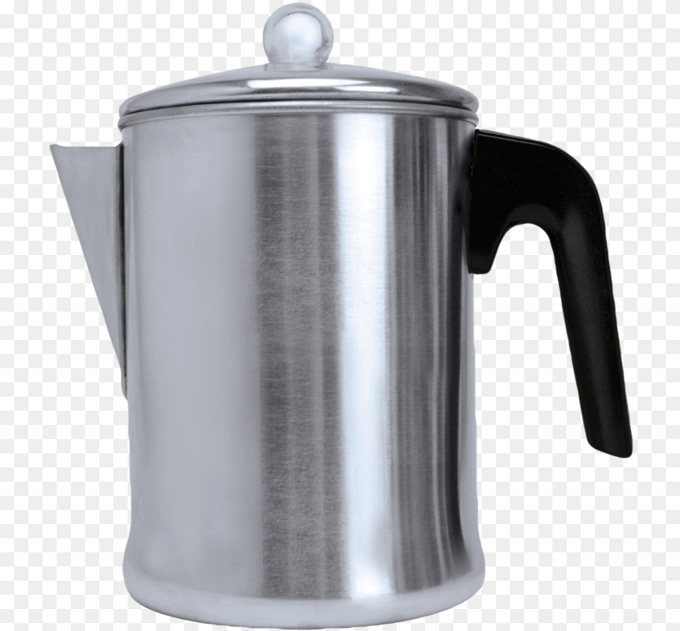 Aluminum Percolator 9 Cup Side View Stovetop Coffee Pot, Pottery, Cookware, Bottle, Shaker Png Image