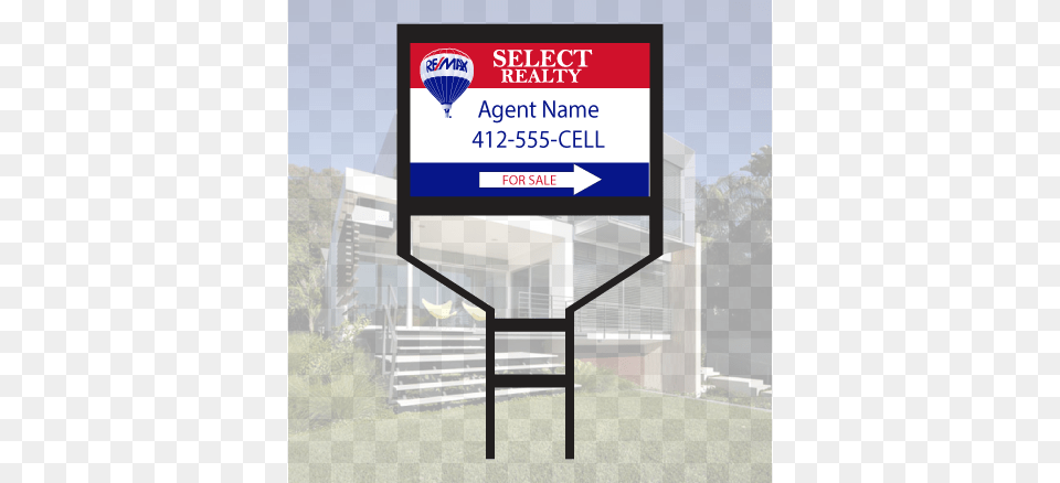 Aluminum Sign Face Directional Sign With Black Rod Small Realty Signs Metal Frame, Advertisement, Architecture, Building, Housing Free Png Download