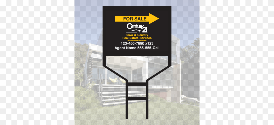Aluminum Sign Face Directional Sign With Black Rod Small Realty Signs Metal Frame, Architecture, Building, Grass, House Free Png