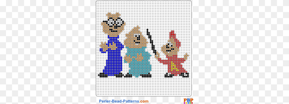 Alvin And The Chipmunks Pattern Perler Beads Alvin And The Chipmunks, Embroidery, Stitch Free Png Download