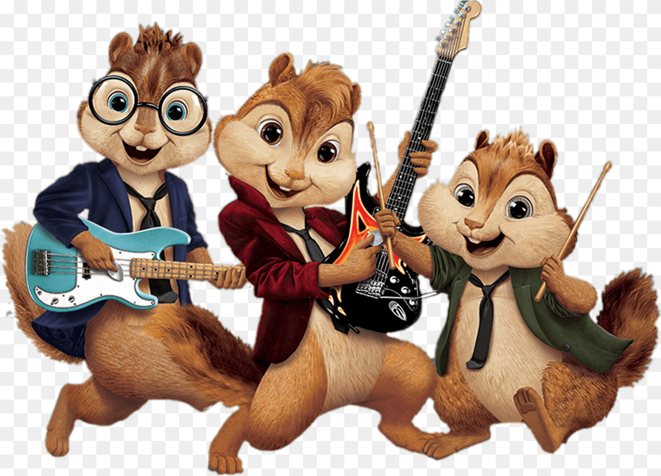 Alvin And The Chipmunks Playing Music Alvin And The Chipmunks Singing, Guitar, Musical Instrument, Baby, Person Free Png