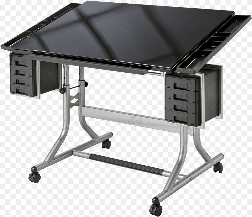 Alvin Craftsmaster Ii Glass Top Deluxe Art Amp Drawing Drafting Drawing Table, Desk, Furniture, Drawer, Computer Free Png
