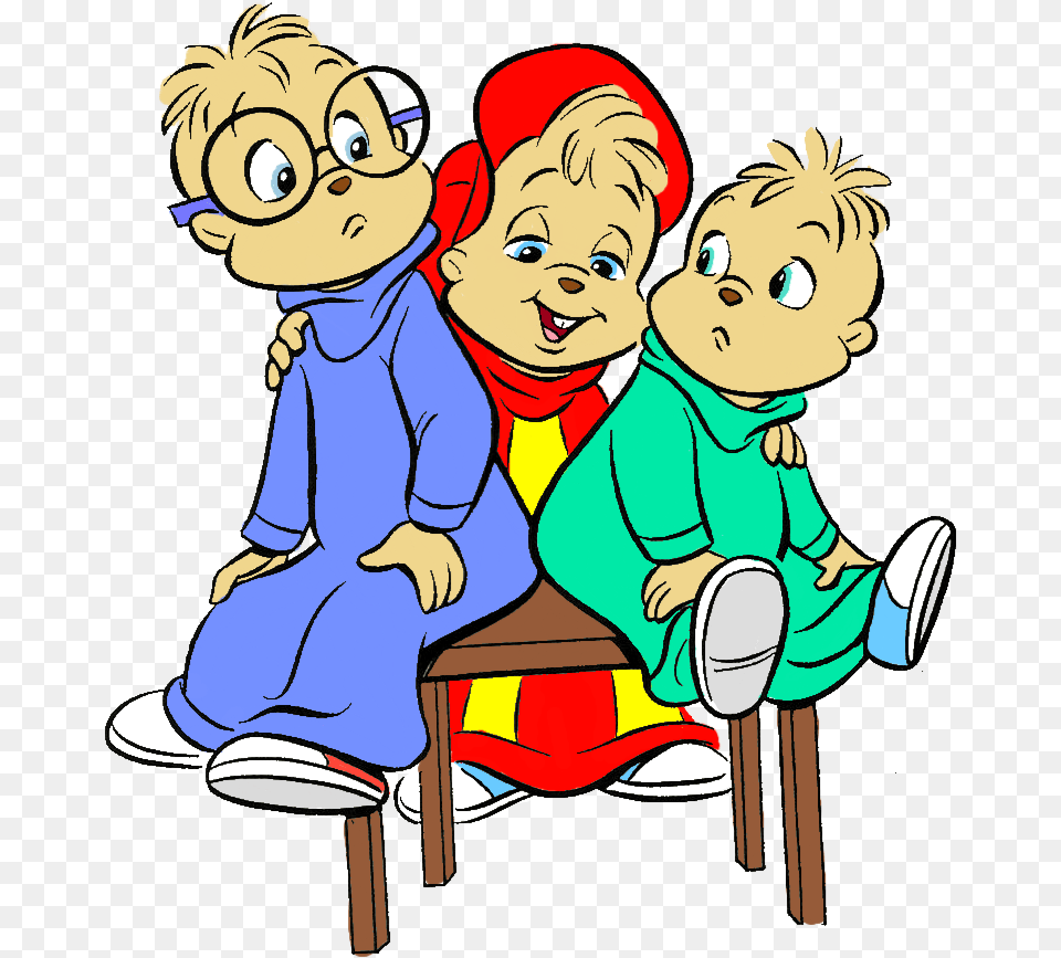 Alvins Frends Sitting On Bench I Cartoon, Book, Comics, Publication, Baby Png