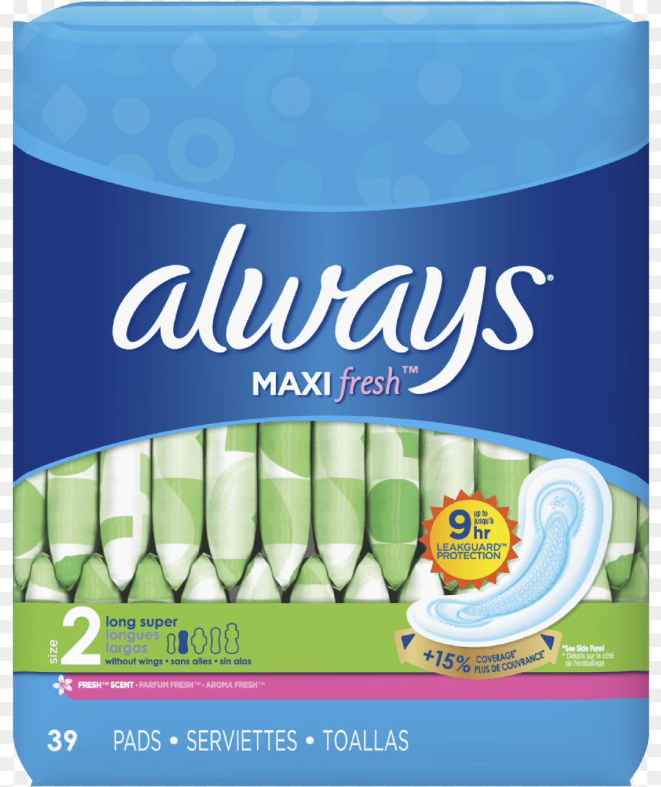 Always Maxi Fresh Size 2 Long Super Pads Without Wings Always Pads Size Free Png