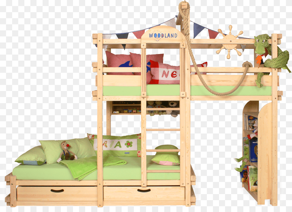 Amarillo Bunk Bed Pinedata Https Enfant Bibliotheque Bois, Bunk Bed, Furniture, Crib, Infant Bed Free Png