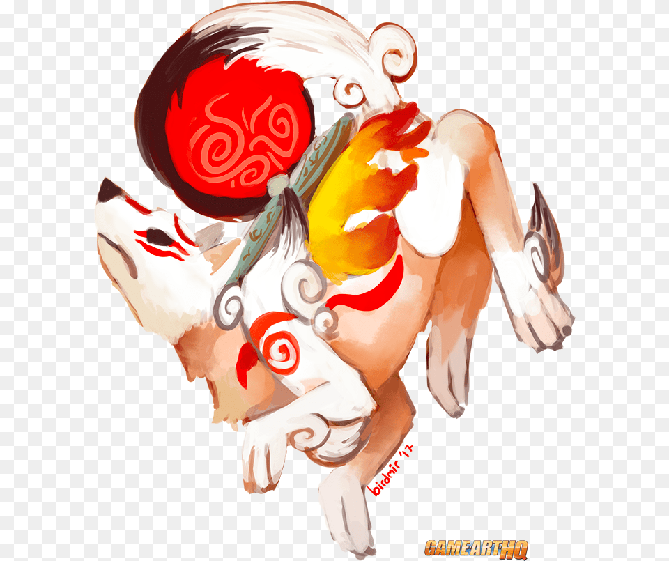 Amaterasu From Okami Drawn For The Game Art Hq Video Illustration, Graphics, Baby, Person Free Transparent Png