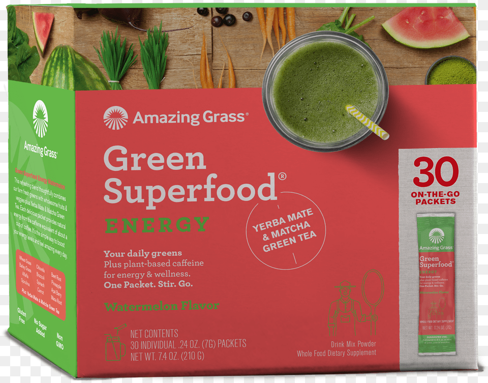 Amazing Grass Green Superfood Energy Watermelon Flavor Free Png Download