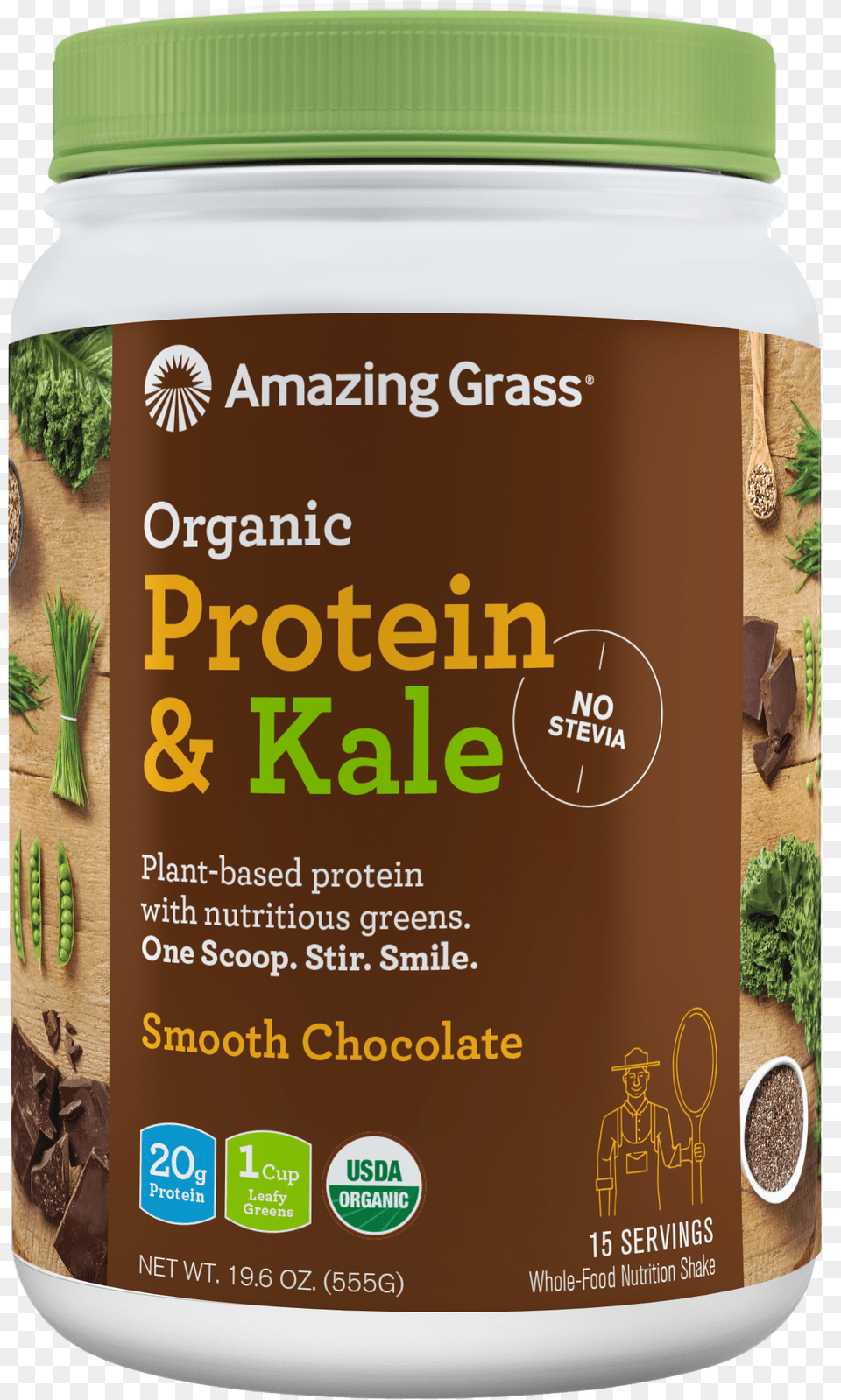 Amazing Grass Organic Protein Amp Kale Powder Smooth Agaricus, Plant, Herbal, Herbs, Jar Free Transparent Png