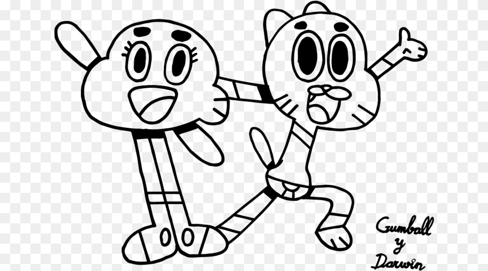 Amazing Gumball Coloring Pages Cartoon, Gray Free Png Download