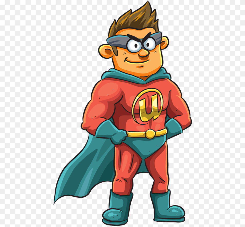 Amazing Superhero With Cape Standing With Hands On Vector Graphics, Book, Publication, Comics, Clothing Free Png Download