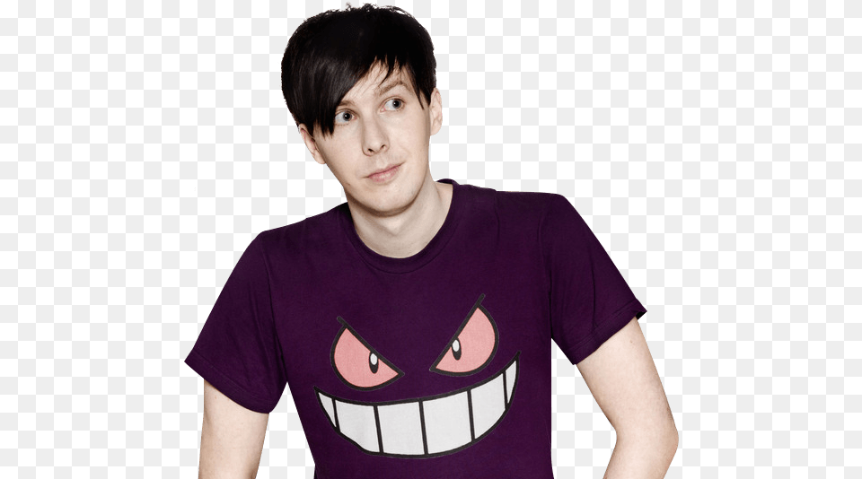 Amazingphil Purple Tshirt Phil Lester Flower Crown, Clothing, T-shirt, Person, Shirt Free Png Download