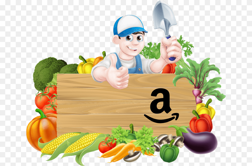 Amazon Whole Foods Vegetable Garden Cartoon, Baby, Person, Face, Head Png