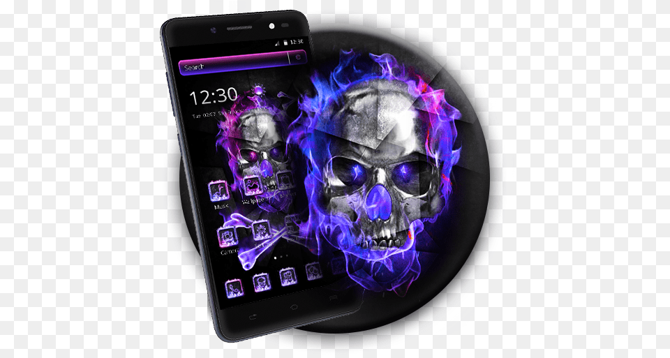 Amazoncom Flaming Violet Skull Theme Apps U0026 Games Metal Skull On Fire, Electronics, Mobile Phone, Phone, Accessories Free Png