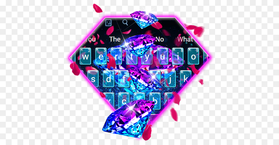 Amazoncom Glowing 3d Diamond Rose Petals Keyboard Theme Graphic Design, Accessories, Gemstone, Jewelry, Crystal Png Image