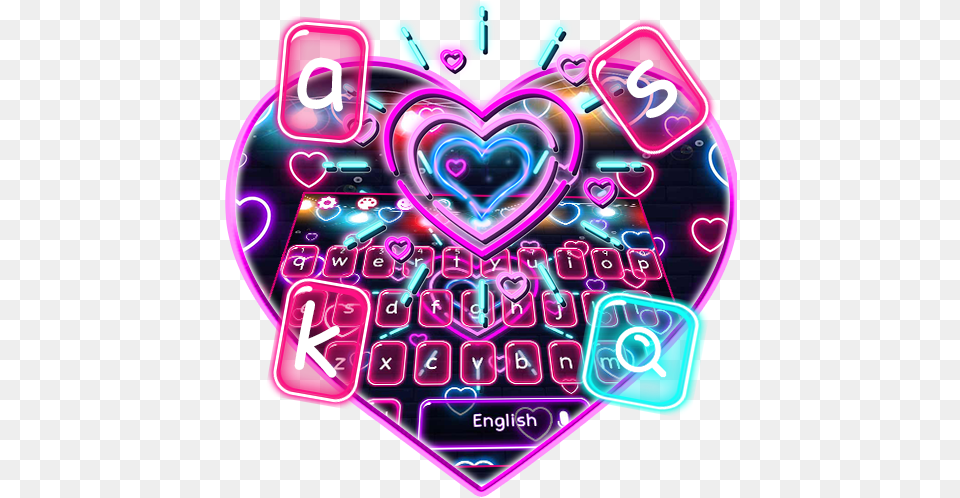 Amazoncom Neon Love Heart Keyboard Theme Appstore For Android Heart, Light Png Image