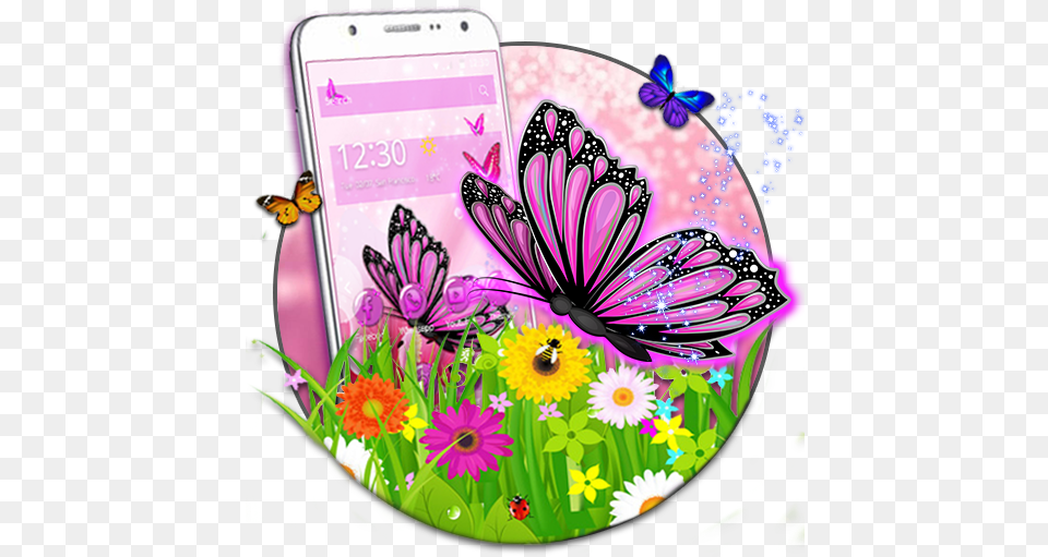 Amazoncom Pink Purple Butterfly Flower 2d Theme Appstore Smartphone, Plant, Phone, Mobile Phone, Electronics Png