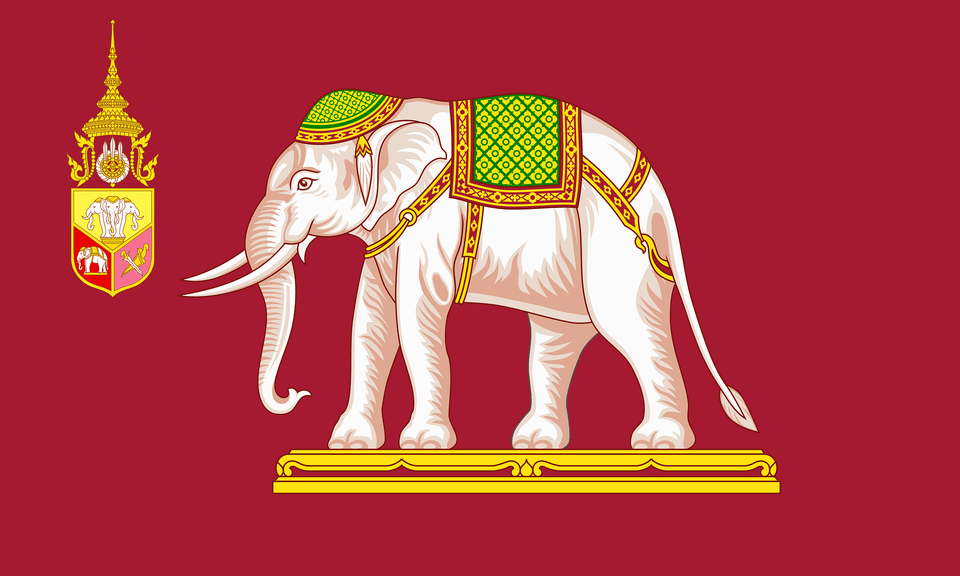 Ambassadorial Flag Of Siam Rama V Clipart, Animal, Elephant, Mammal, Wildlife Png