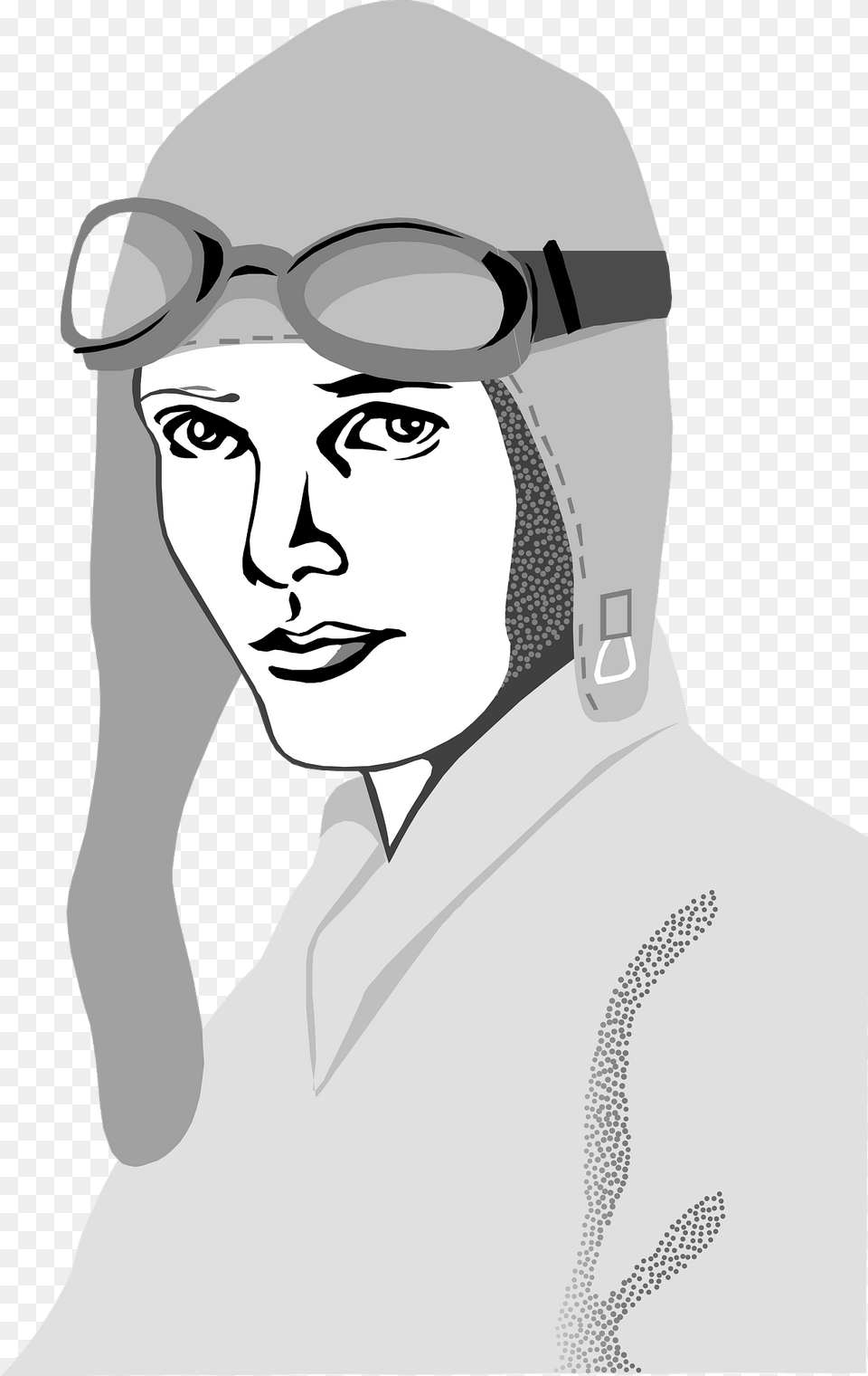Amelia Earhart Black And White Clipart, Accessories, Person, Man, Male Free Transparent Png