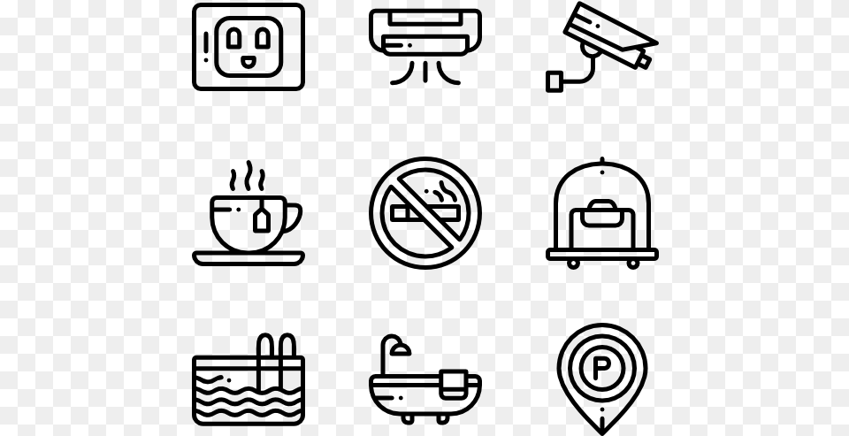 Amenities Icons, Gray Png Image